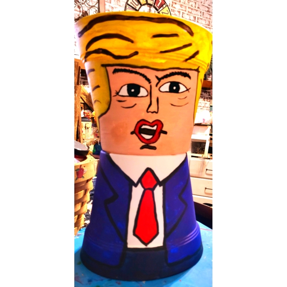 Custom hand painted flower pot people